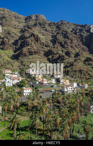 Maisons à flanc dans la Valle Gran Rey sur l'île de La Gomera, Îles Canaries, Espagne Banque D'Images