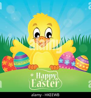 Joyeuses Pâques thème avec du poulet - eps10 vector illustration. Illustration de Vecteur