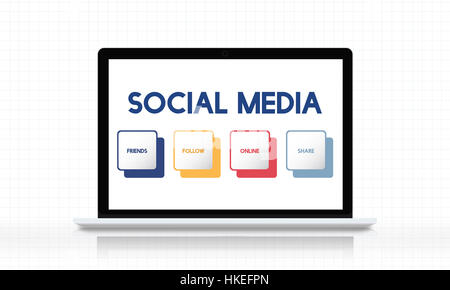 Boutons de médias sociaux Concept Banque D'Images