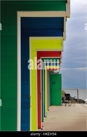 Cabines de plage de l'île de Barry Banque D'Images