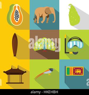 Maison de vacances au Sri Lanka icons set. Télévision illustration de 9 maison de vacances au Sri Lanka vector icons for web Illustration de Vecteur