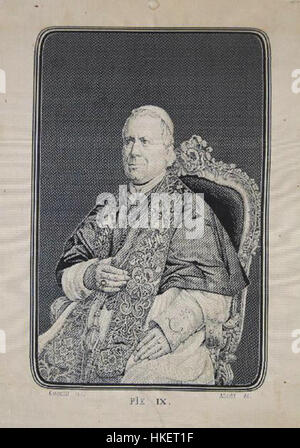 Ce portrait du XIXe siècle du pape Pie IX, connu pour sa longue papauté, le représente dans des robes cérémonielles, symbolisant son rôle influent dans l'Église catholique. Banque D'Images