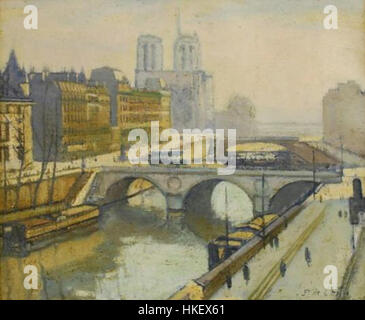 Vue sur Paris et le cimetière du village (recto) Paul de Castro Banque D'Images