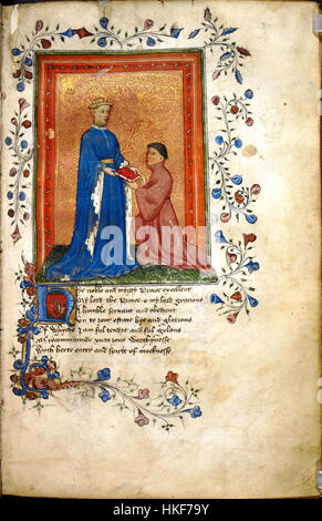 Henry, Prince de Galles, la présentation de ce livre à John Mowbray. Thomas Hoccleve, Regement de Princes, Londres, c. 1411 1413, 38 f., Arundel 37 Banque D'Images