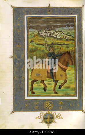 Miniatore fiorentino del 1472, Federico da Montefeltro durante l'assedio di Volterra, Biblioteca Apostolica Vaticana, Poggio bracciolini, historia florentina, Mme. urb lat 491 f. IV v Banque D'Images