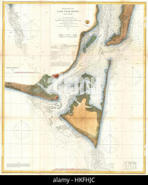 1866 U.S.C.S. Plan de Cape Fear et environs, North Carolina Geographicus3 CapeFearRiver uscs 1866 Banque D'Images