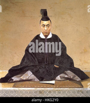 Cette peinture à l'huile représente Tokugawa Yoshinobu, le dernier shogun du Japon, qui a joué un rôle important dans la restauration de Meiji. L'œuvre d'art capture son apparence digne et son importance historique. Banque D'Images