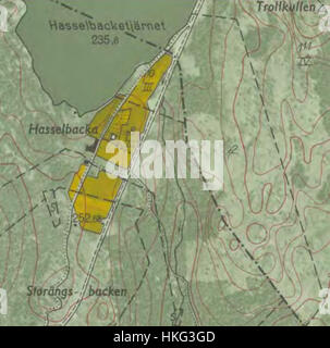 Une carte intitulée *Hasselbacka EkonomiskaKartan* de 1964, représentant les données économiques et géographiques de la région de Hasselbacka. Cette carte détaillée présente le tracé de la région au milieu du XXe siècle, mettant en évidence les caractéristiques économiques clés. Banque D'Images