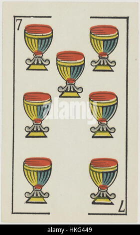 Jeu d'Aluette Grimaud 1860 Sept de tasses Banque D'Images