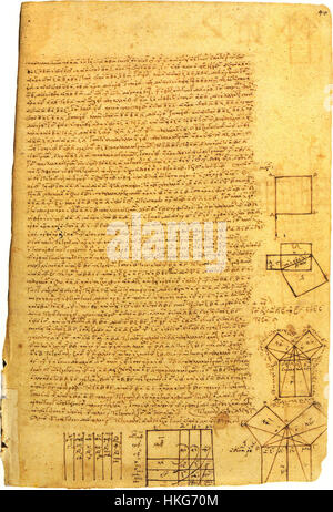 Ce manuscrit, Vaticanus Palatinus graecus 95, présente le théorème de Pythagore, un principe fondamental de la géométrie qui relie les côtés d'un triangle rectangle. C'est l'un des principaux textes mathématiques anciens. Banque D'Images