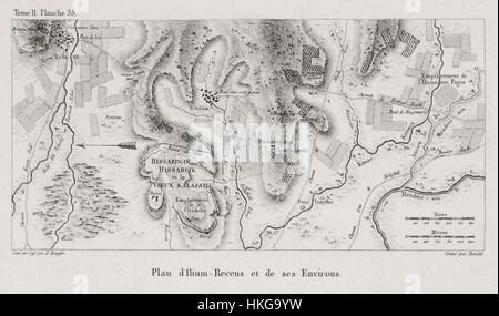 Cette carte, créée par Gabriel Florent Auguste de Choiseul en 1822, présente une première vue d'Ilium et de ses environs. Connu pour sa précision topographique, il offre un aperçu de la géographie de la région, qui est historiquement significative pour son lien avec l'ancienne Troie. Banque D'Images