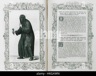 Habito de' poveri vergognosi che cercano elemosine per l'amor di Dio nelle chiese et cantoni delle strade di Cesare Vecellio Venezia 1860 Banque D'Images