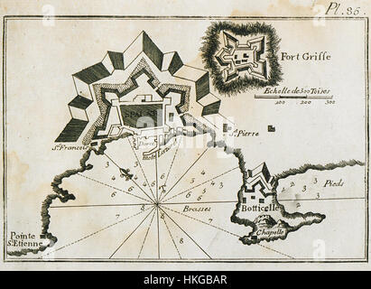 Carte du port de Split en Croatie sur la ville Roux Joseph 1804 Banque D'Images