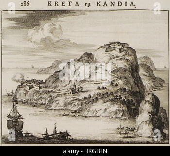 Cette gravure d'Olfert Dapper de 1688 illustre une carte ou une scène historique, offrant un aperçu des perspectives européennes du XVIIe siècle en matière de géographie, de culture ou d'événements historiques. Banque D'Images