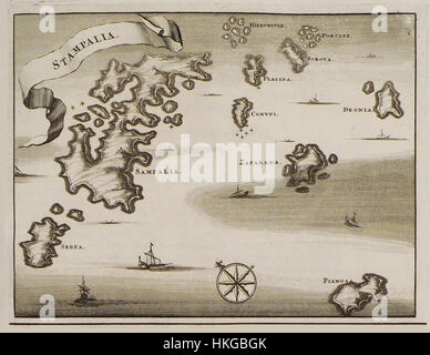 Cette œuvre, 'Stampalia Dapper Olfert', de 1688, est un portrait historique ou une représentation liée à l'artiste Olfert Dapper. Dapper était un écrivain et illustrateur néerlandais renommé du XVIIe siècle connu pour ses livres de voyage et ses gravures détaillées. Banque D'Images