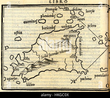 Carte de la Sicile selon Ptolémée Bordone Benedetto 1547 Banque D'Images