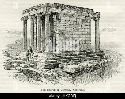 La représentation du Temple de la victoire sur l’Acropole par John Pentland Mahaffy en 1890 capture cette structure emblématique à un moment d’importance historique. Il reflète à la fois la grandeur de l'architecture grecque antique et la fascination pour l'antiquité classique. Banque D'Images