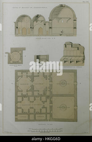 Thermes de Mahomet II Constantinople Texier Charles 1864 Banque D'Images