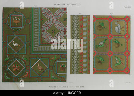 Cette œuvre de Charles Texier capture les mosaïques complexes de l'église de George à Thessalonique, en se concentrant sur les frontières détaillées et l'iconographie religieuse. Banque D'Images