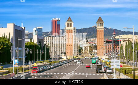 Plaça de Espanya, carré d'Espagne, Barcelone, Catalogne, Espagne Banque D'Images