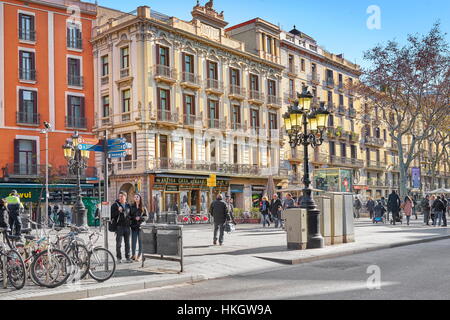 La rue de La Rambla, Barcelone, Catalogne, Espagne Banque D'Images