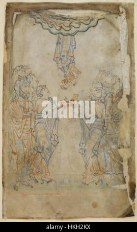 Cette page du Psautier de Tibère (f15r) présente un texte enluminé et des illustrations complexes, démontrant la signification artistique et religieuse du manuscrit dans le christianisme médiéval. Banque D'Images