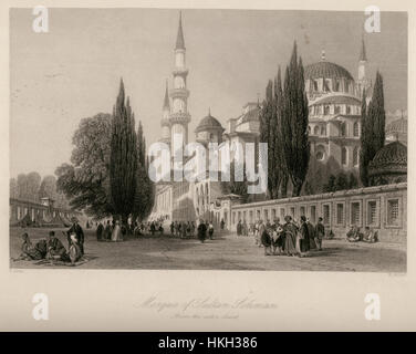 Mosquée du Sultan Soliman de la cour extérieure Walsh Robert & Thomas Allom 1836 Banque D'Images