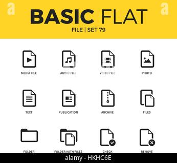 Ensemble de base d'icônes de fichier Illustration de Vecteur
