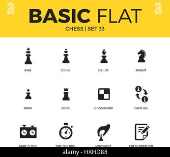 Ensemble de base d'icônes d'échecs Illustration de Vecteur