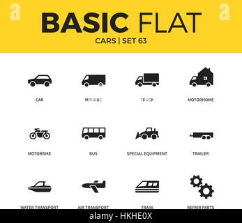 Ensemble de base d'icônes de voiture Illustration de Vecteur