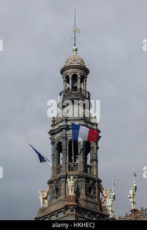 La tour principale de l'Hôtel de Ville de Paris, France. Banque D'Images