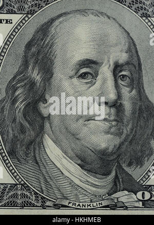 Close up of Franklin sur 100 dollars bill Banque D'Images