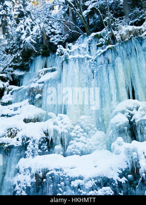 Gefrorener Wasserfall im Polenztal Banque D'Images