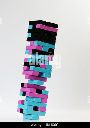 Automne jenga tour couleur sur fond blanc Banque D'Images