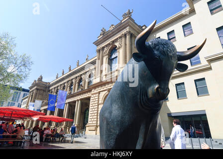 Frankfurt am Main : Stock Exchange avec Bull, Zeil, Hesse, Hesse, Allemagne Banque D'Images