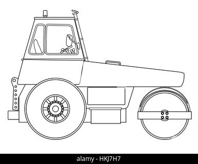 Un moteur diesel moderne rouleau compresseur sur un fond blanc Illustration de Vecteur