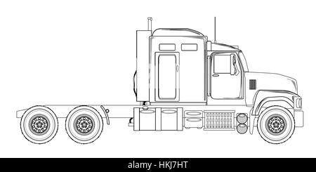 L'extrémité avant d'un grand camion sur un fond blanc Illustration de Vecteur