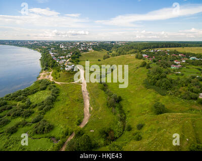 Petite ville russe paysage aérien Banque D'Images