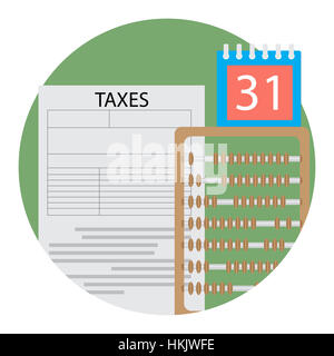 Jour de l'icône de comptage les impôts. Une taxe financière jour, en comptant l'argent illustration Banque D'Images