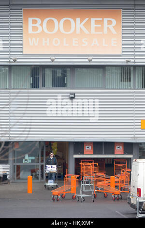 The UK's biggest grossiste alimentaire, Booker Groupe,cash and carry négoce centre à Cambridge. Banque D'Images