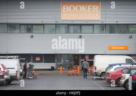 The UK's biggest grossiste alimentaire, Booker Groupe,cash and carry négoce centre à Cambridge. Banque D'Images