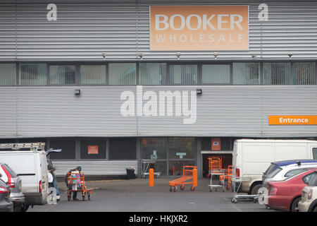 The UK's biggest grossiste alimentaire, Booker Groupe,cash and carry négoce centre à Cambridge. Banque D'Images