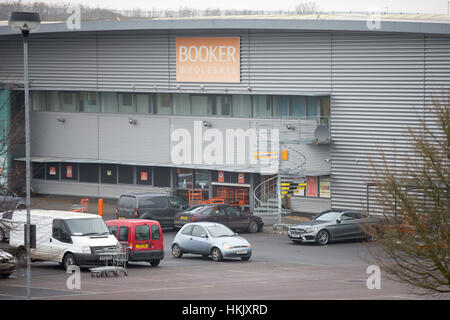 The UK's biggest grossiste alimentaire, Booker Groupe,cash and carry négoce centre à Cambridge. Banque D'Images