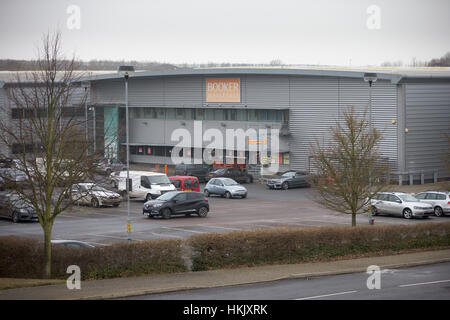 The UK's biggest grossiste alimentaire, Booker Groupe,cash and carry négoce centre à Cambridge. Banque D'Images