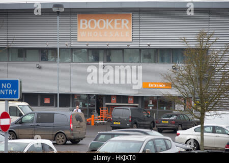 The UK's biggest grossiste alimentaire, Booker Groupe,cash and carry négoce centre à Cambridge. Banque D'Images