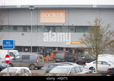 The UK's biggest grossiste alimentaire, Booker Groupe,cash and carry négoce centre à Cambridge. Banque D'Images