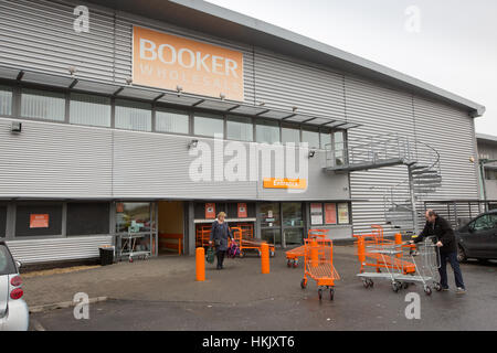 The UK's biggest grossiste alimentaire, Booker Groupe,cash and carry négoce centre à Cambridge. Banque D'Images