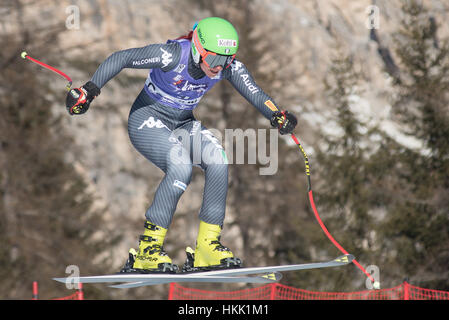 Cortina D'Ampezzo, Italie. 28 janvier, 2017. Johanna Schnarf de l'Italie sur le cours pendant la course de descente à Cortina d'Ampezzo, Italie Le 28 janvier 2017. Credit : Rok Rakun/Pacific Press/Alamy Live News Banque D'Images