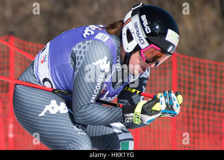 Cortina D'Ampezzo, Italie. 28 janvier, 2017. Elena Fanchini de l'Italie sur le cours pendant la course de descente à Cortina d'Ampezzo, Italie Le 28 janvier 2017. Credit : Rok Rakun/Pacific Press/Alamy Live News Banque D'Images