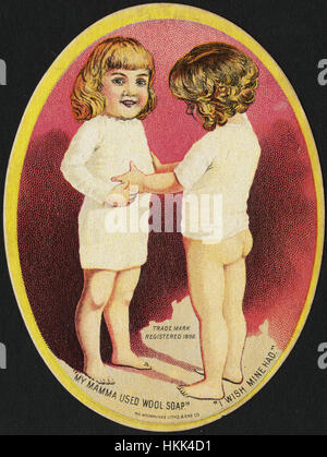 "Mon savon laine utilisé mamma." "Je tiens ma main.' Banque D'Images